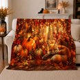 thumbnail image 1 of Sleeping Red Fox with Pumpkins and Lantern, Warm Autumn Forest Illustration for Fox Lovers, Golden Maple Scene and Housewarming Gift, Cozy Flannel Blanket for Cabin and Living Room, Home Decor, 1 of 9