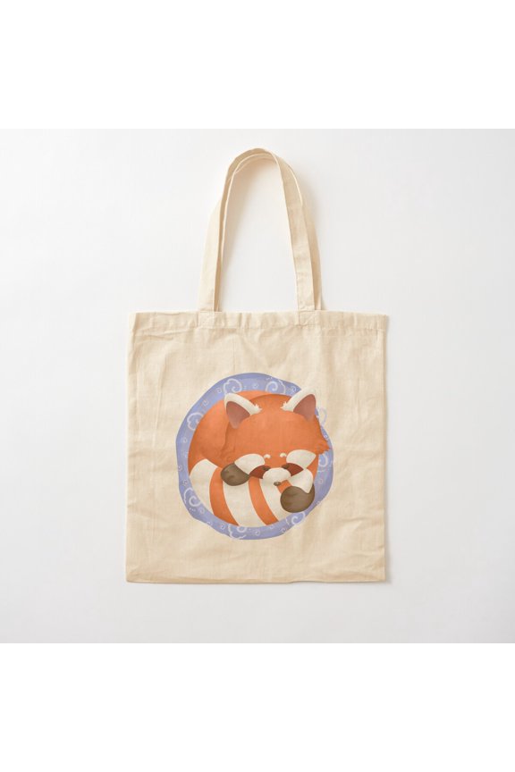 Sleeping Red Panda Canvas Tote Bags, Reusable Shopping Bag