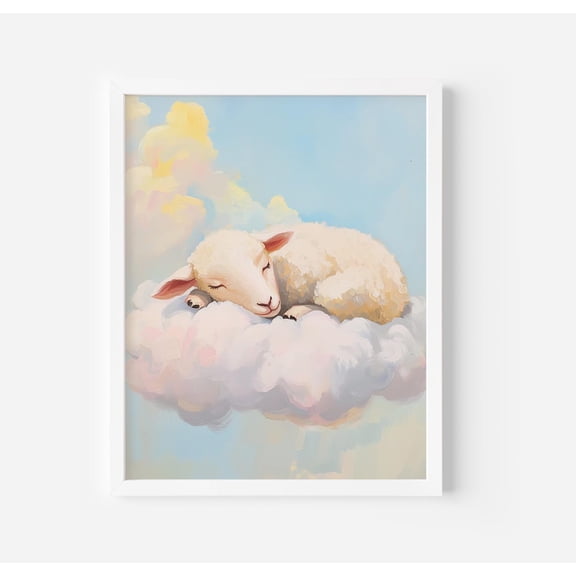 Sleeping Sheep Art Poster Neutral Pastel Nursery Decor, Unframed Poster Size 8x12 F03.1.19l667