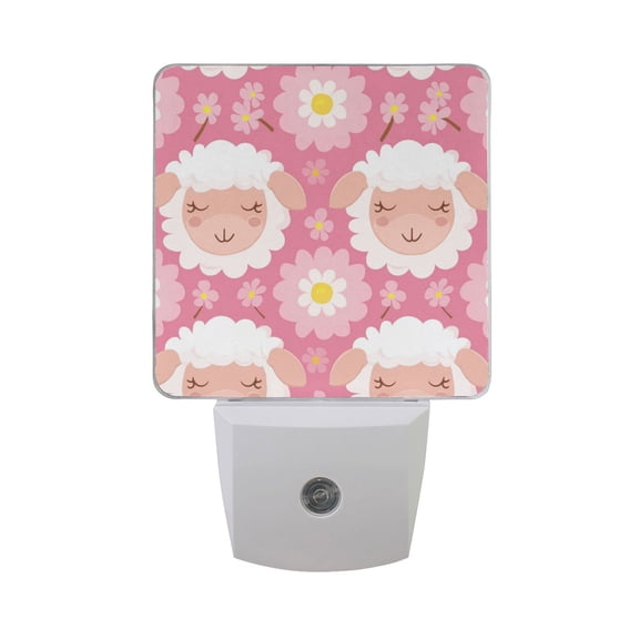 Sleeping Sheep Cartoon Daisies LED Night Light with Smart Sensor Plug Into Wall Dusk to Dawn 2 packs