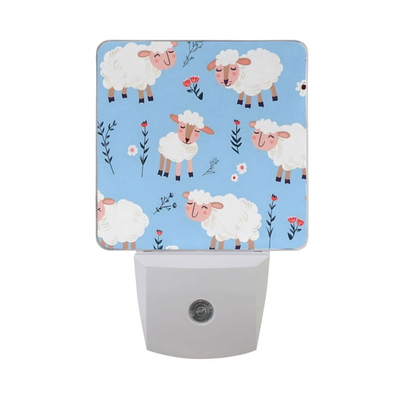 Sleeping Sheep Flowers Leaves LED Night Light with Smart Sensor Plug Into Wall Dusk to Dawn 2 packs