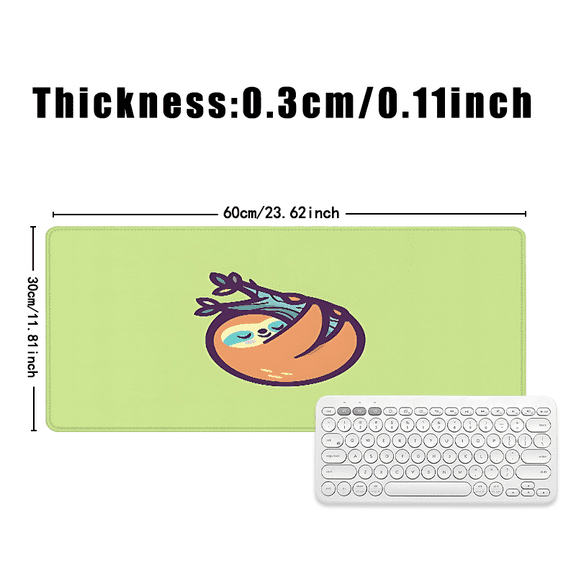 Sleeping Sloth Cartoon Mouse Pad 31.5 x 11.82 Inches Rubber Desk Mat for Office and Home Use