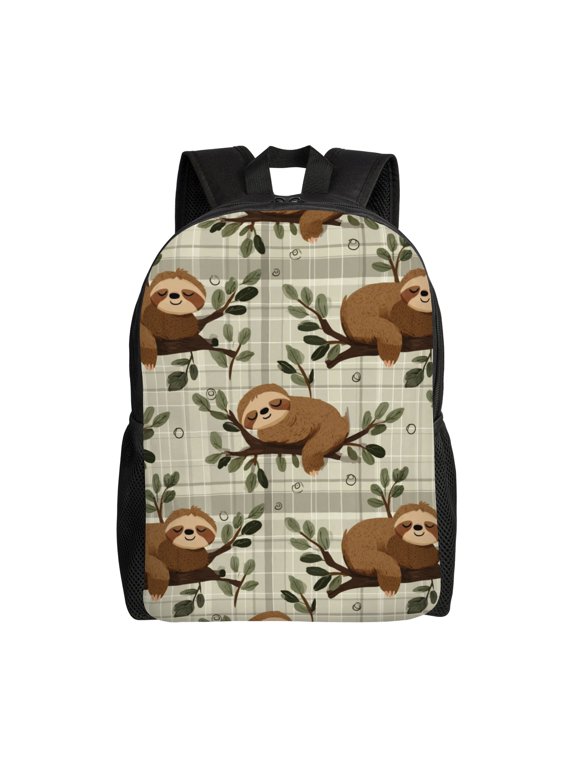 Sleeping Sloth Pattern Backpack with 15 Inch Laptop Compartment,Water-Resistant Daypack, Large Capacity Backpack with Adjustable Breathable Shoulder Straps for Daily Use Travel Gym