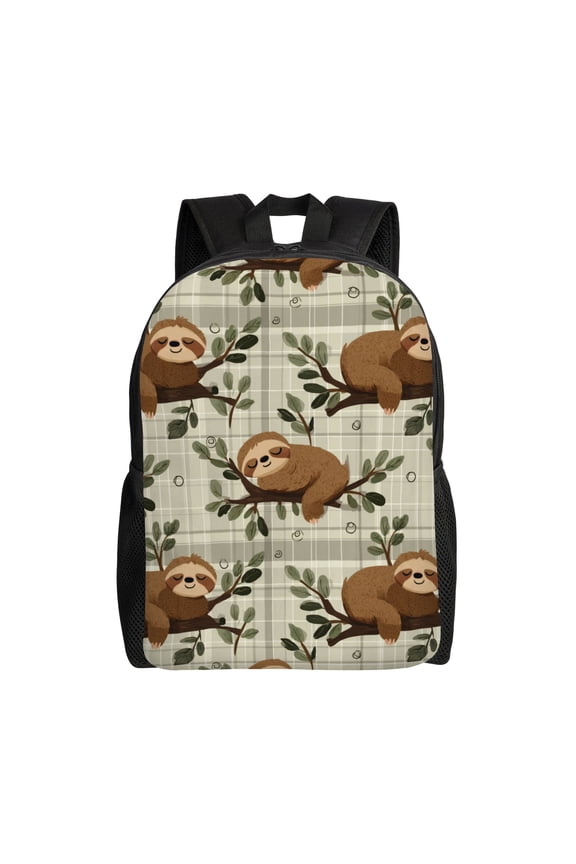 Sleeping Sloth Pattern Backpack with 15 Inch Laptop Compartment,Water-Resistant Daypack, Large Capacity Backpack with Adjustable Breathable Shoulder Straps for Daily Use Travel Gym