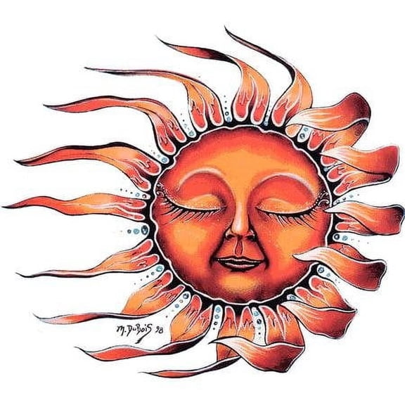 Sleeping Sun - Weather Resistant, Extra Long Lasting - STICKER DECAL - 6" x 5.5"