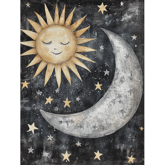 Sleeping Sun and Moon Canvas Print Wall Art Perfect for Bedroom Living Room Nursery Bathroom and Office Decor