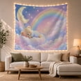 thumbnail image 1 of Sleeping Teddy Bear on a Fluffy Cloud Beneath a Crescent Moon, Calming Illustration for Kids, Bedtime Sky Decor, Birthday Gift, Tapestry Wall Hanging for Bedroom and Dorm, 1 of 7