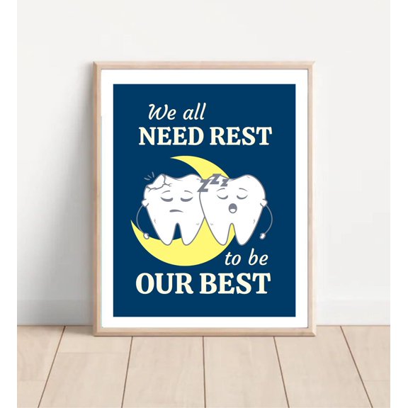 Sleeping Teeth Moon Wall Art Print, Unframed Paper Poster 8x10in