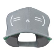 Sleeping Text Emoticon Embroidered Snapback Cap - Silver OSFM