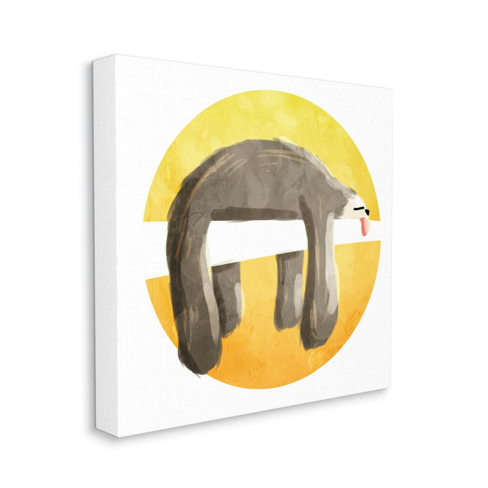 Sleeping Tree Sloth Exhausted Jungle Animal Yellow Brown Animals & Insects Gallery-Wrapped Canvas Print Wall Art, 17x17