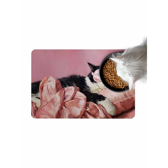 Sleeping Tuxedo Cat Doormat Non Slip Diatomaceous Earth Door Mat Absorbent Quick Dry Soft Washable Entrance Rug for Bathroom Laundry Room 16"x24"