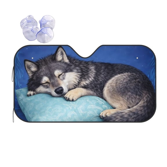 Sleeping Wolf Funny Wolf Quote Cute Wolf Relax Car Windshield Sun Shade Universal Fit Auto Sun Visor Protector