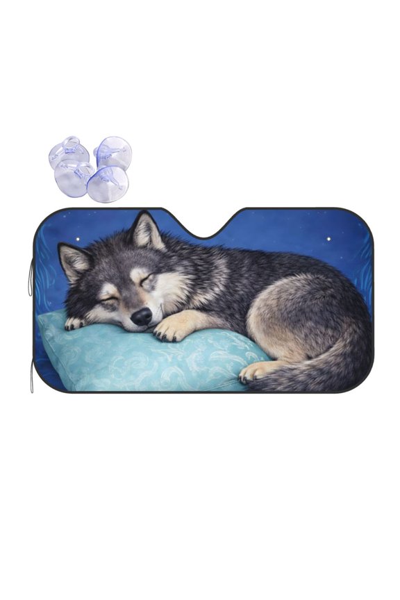 Sleeping Wolf Funny Wolf Quote Cute Wolf Relax Car Windshield Sun Shade Universal Fit Auto Sun Visor Protector