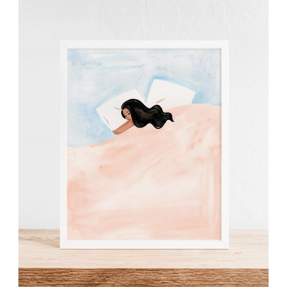 Sleeping Woman Wall Art: Relaxing Pastel Bedroom Print (5x7 to 24x30 inches) Poster, Unframed Poster Size 24x36 F03.1.19l1298