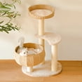 thumbnail image 1 of Haplly & Polly Summer Breathable Woven 35'' Cat Tree with Dual Cozy Baskets, Scratching Posts & Plush Perch, 1 of 9