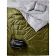 thumbnail image 1 of Sleepingo Double Sleeping Bag for Backpacking, Camping, Or Hiking. Queen Size XL! Cold Weather 2 Person Waterproof Sleeping Bag for Adults Or Teens. Truck, Tent, Or Sleeping Pad, Lightweight, 1 of 7