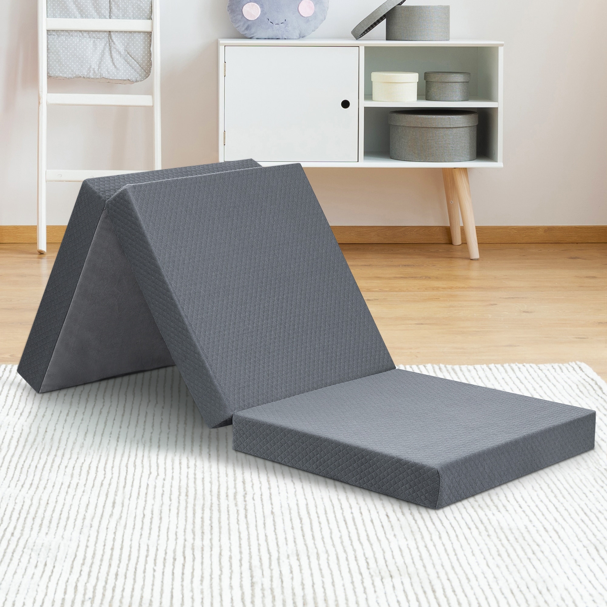 Sleeplanner Tri Folding Mattress, Camping Mattress, Floor Mattress for Adults Kids, Single Grey