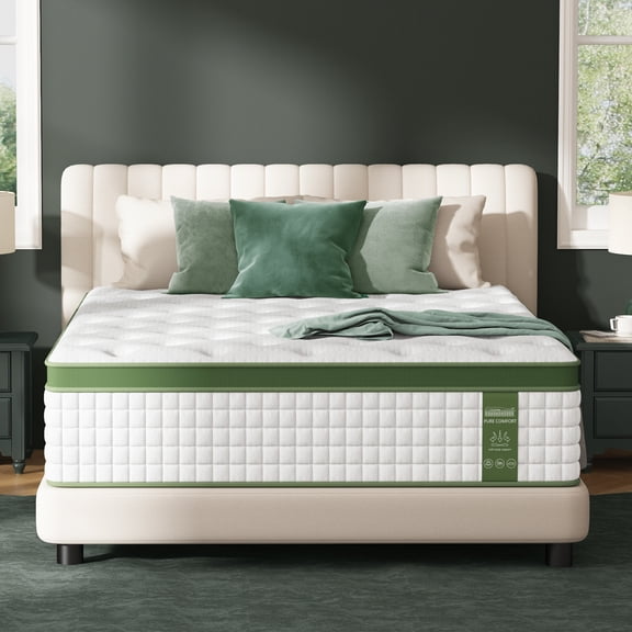Sleepmax Aura 14" Firm Full Hybrid Mattress in a Box, 365 Night Trial, Euro Top, Pain Relief, CertiPUR-US