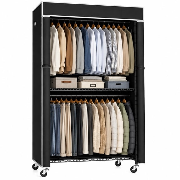 Sleepnexis Clothing Rack with Hanging Rod & Storage Shelf