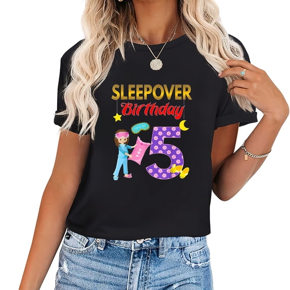 Sleepover Pajama Birthday Party Girl Age 5 T-Shirt