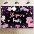 thumbnail image 1 of Sleepover Party Backdrop Black Pink Slumber Party Photography Background Pajama Pillow Fight Girls Party Decor Slumber Night Birthday Spa Makeup Party Banner, 1 of 4