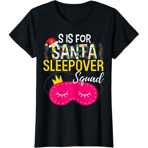 Sleepover Squad Slumber Party Birthday Girls Santa Matching T-Shirt