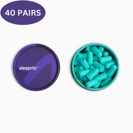 Sleeprlo Premium Earplugs for Sleep, Soft Foam, Block Snoring & Loud Noise, NRR 28 dB, Blue, 40 Pair