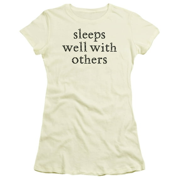 - Sleeps Well - Juniors Teen Girls Cap Sleeve Shirt - Large
