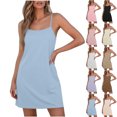 thumbnail image 1 of Sleepwear Dress Cotton Slip Nightgown for Women Spaghetti Strap Sleeveless Casual Nightdress Loose Home Cami Sleep Dress Light Blue One Size, 1 of 7