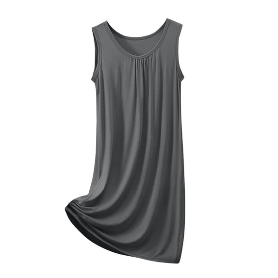 Sleepwear Dress New Women's Sleeveless Nightgown 2026 Summer Loose Fits Casual Home Nightdress Soft Wide Strap Round Neck Pleated Nightshirt