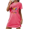 thumbnail image 1 of Sleepwear Dress for Women New Womens 4th of July Nightdress Crew Neck Short Sleeve Casual Nightgown Fashion Graphic Summer Sleepwear New Pinks L, 1 of 5