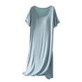 thumbnail image 1 of Sleepwear Dress for Women New Soft Nightgowns for Women Built-in-Bra Sleepshirt Loose Crewneck Short Sleeve Comfy Sleepwear Nightshirt Light Blue One Size, 1 of 9