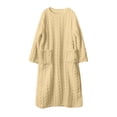 thumbnail image 1 of Sleepwear For Women Crew Neck Long Sleeve Knitted Long Nightgown Fuzzy Thicken Thermal Casual Comfortable Home Wear (S, Yellow), 1 of 5