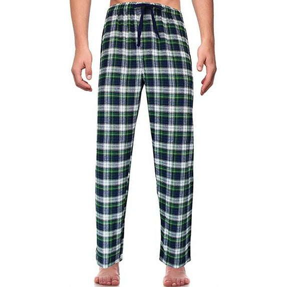 Sleepwear Mens Flannel Pajama Pants, Long Plaid Pj Bottoms