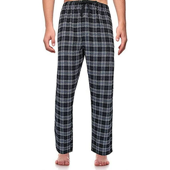 Sleepwear Mens Flannel Pajama Pants, Long Plaid Pj Bottoms