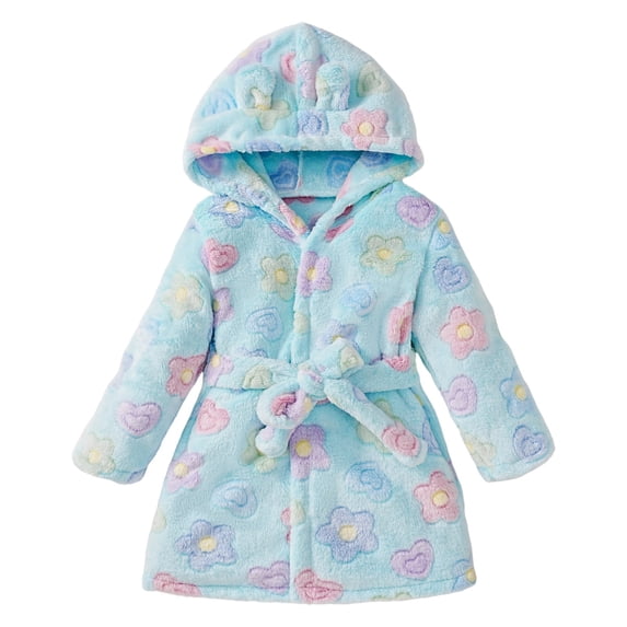 Sleepwear Robes Kids Flannel Bathrobe Cartoon Hooded Robe Thick Night Gown Warm Home Sleepwear Outfit Green 2T-3T