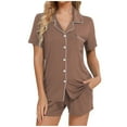 thumbnail image 1 of Womens Capri Pajama Sets Pajama Set Comfortable Women's Pajama Sets - Stylish Sleepwear for Relaxation Short Sleeve Nightwear Button Down Design Soft Fabric for Home Wear, 1 of 5