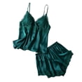 thumbnail image 1 of Sleepwear Sets for Women Lace Cami Tops with Removerable Pad Matching Short Silky Lounge Pajama Set Green M, 1 of 9