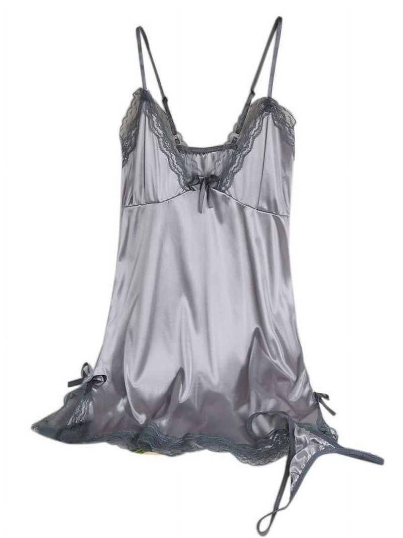 Sleepwear Sexy Lingerie Nightgown Lace Chemise Satin Slip Silk