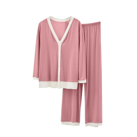Sleepwear Top and Pants Loungewear Outfits Pjs Sets, Women's Pajama Set Long Sleeve Shirt Full-Length Bottom Pajama Sets Pant Set Sleepwear Clearance