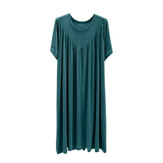 Sleepwear for Women Nightgown New Womens Soft T Shirt Dress Summer Short Sleeve Casual Plus Size Nightshirts Loose Long Nightdress Sleepwear House Dress Cotton Pajamas New Green L