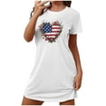 thumbnail image 1 of Sleepwear for Women Plus Size New Plus Size 4th of July Sleepwear for Women Short Sleeve Nightgowns Summer Casual Star Striped Pajamas Dress 2025 White XL, 1 of 7