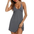 thumbnail image 1 of Sleepwear for Women Plus Size New Plus Size Women's Nightgown Spaghetti Strap V Neck Sleeveless Racerback Sleepwear Chemise Nightdress Dark Gray M, 1 of 2