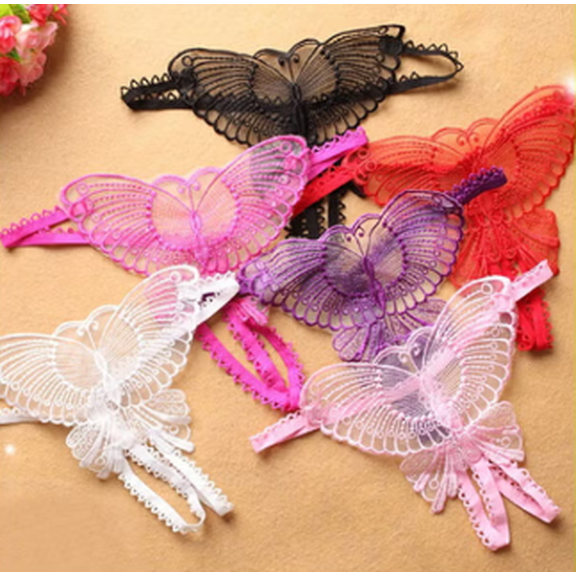 Sleepwear for Women Butterfly Lace Micro Women Open Thongs G Strings Transparent Underwear Womens Lingeries Hot Pink   One Size