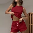 thumbnail image 1 of Sleepwear for Women Fashion Solid Color Comfortable Pajamas Set Leisure Crew Neck Sleeveless Sleepwear with Shorts Summer Pajamas, 1 of 6