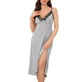 thumbnail image 1 of Sleepwear for Women Nightgown New Women Sleeveless Nightgown Lace V-Neck Long Nightgowns Full Slip Soft Sleepwear Elegant Pajama Dresses Gray S, 1 of 4