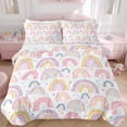 thumbnail image 1 of Sleepwish Kids Comforter Set, 3-Piece Pink Rainbow Bedding Sets for Girls King, 1 of 8