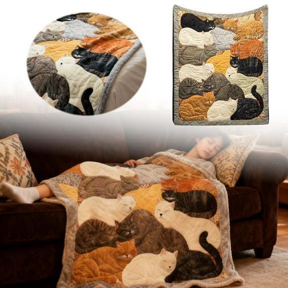 Sleepwish Colorful Cat Cute Throw Blanket, Lightweight Warm Sofa Bed Blanket for Bedroom/Travel Gifts for Cat Lovers Adults & Kids(40" X 60")