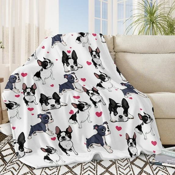 Sleepwish Dog Throw Blanket Sherpa Throw Blanket, Bulldog Blanket White Throws for Couch Sofa, 50x60"(Except for Sleepwish, none of the other services will ship)