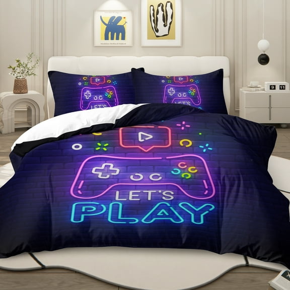 Sleepwish Gaming Bedding Duvet Cover King Size, Trippy Gamer 3Pcs Bedding Sets for Boys